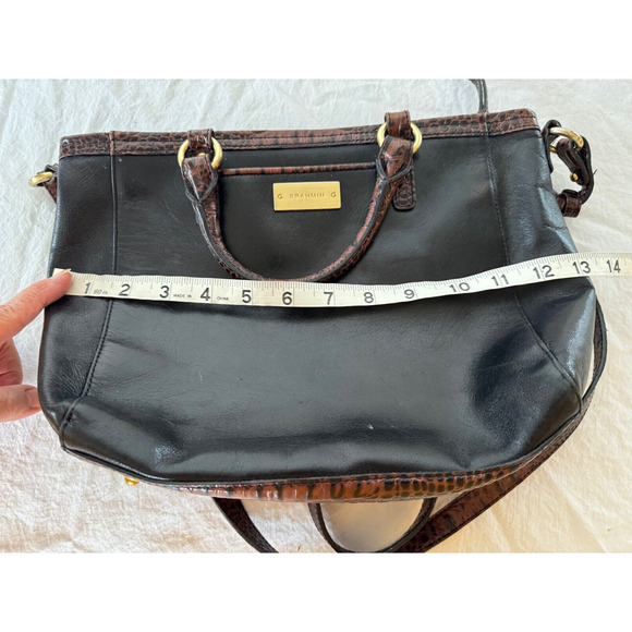 Brahmin Brown Leather Croc Embossed Top Handle Purse Handbag Shoulder Bag - Picture 8 of 9